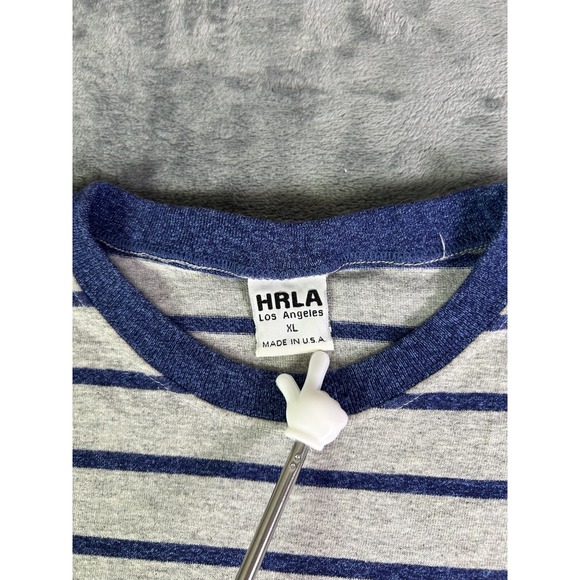 90s HRLA San Francisco Striped Long Sleeve Shirt Gray Blue XL Classic Preppy‎ - Picture 3 of 8